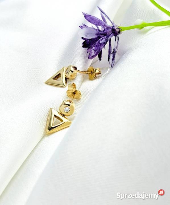 Kolczyki Złote pr585 Trójkąty na sztyftach Z167 Poznań