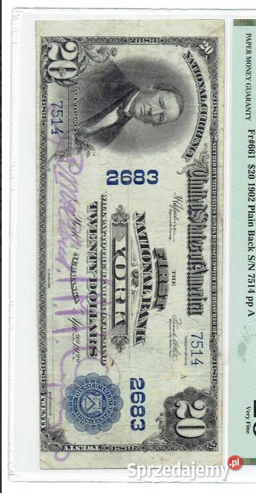 USA 20 Dolarów 1902 r York Nebraska PMG 24 ŻADKI Węgorzewo