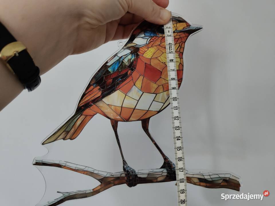 Nowy witraż witrażyk dekoracja okienna ptak