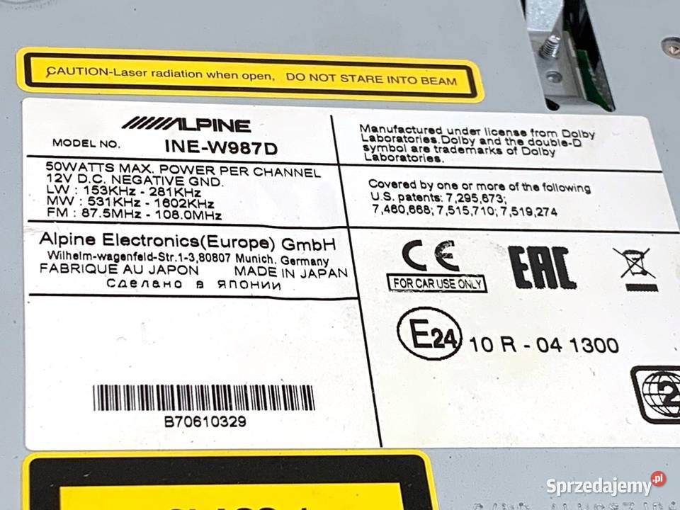 RADIO ALPINE 2DIN MITSUBISHI OUTLANDER III podkarpackie