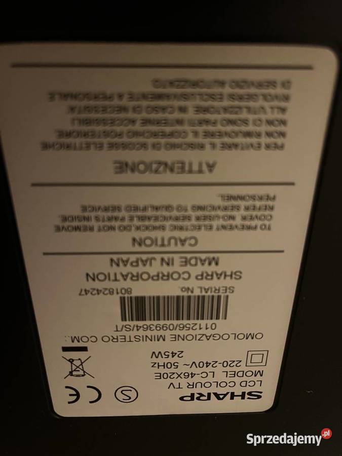TV SHARP LC-46X20E NA CZĘŚCI