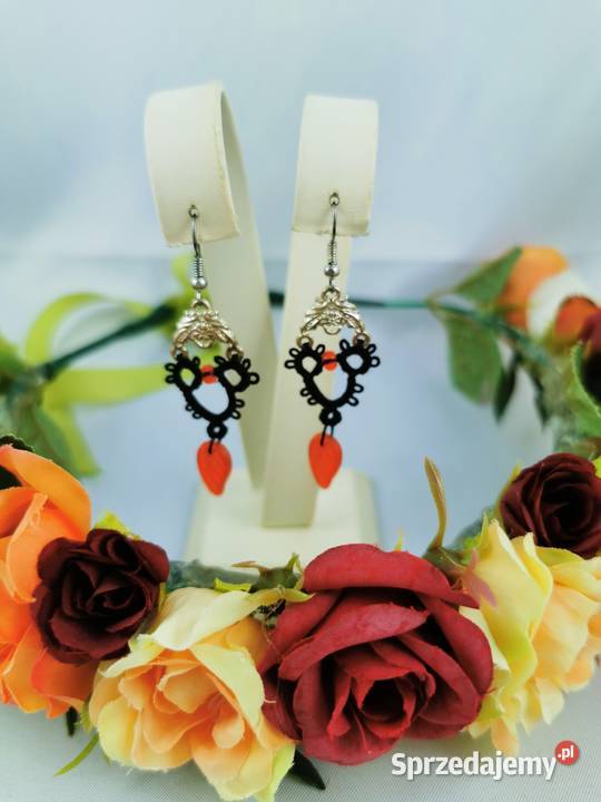 Kolczyki frywolitkowe Wiśniowa