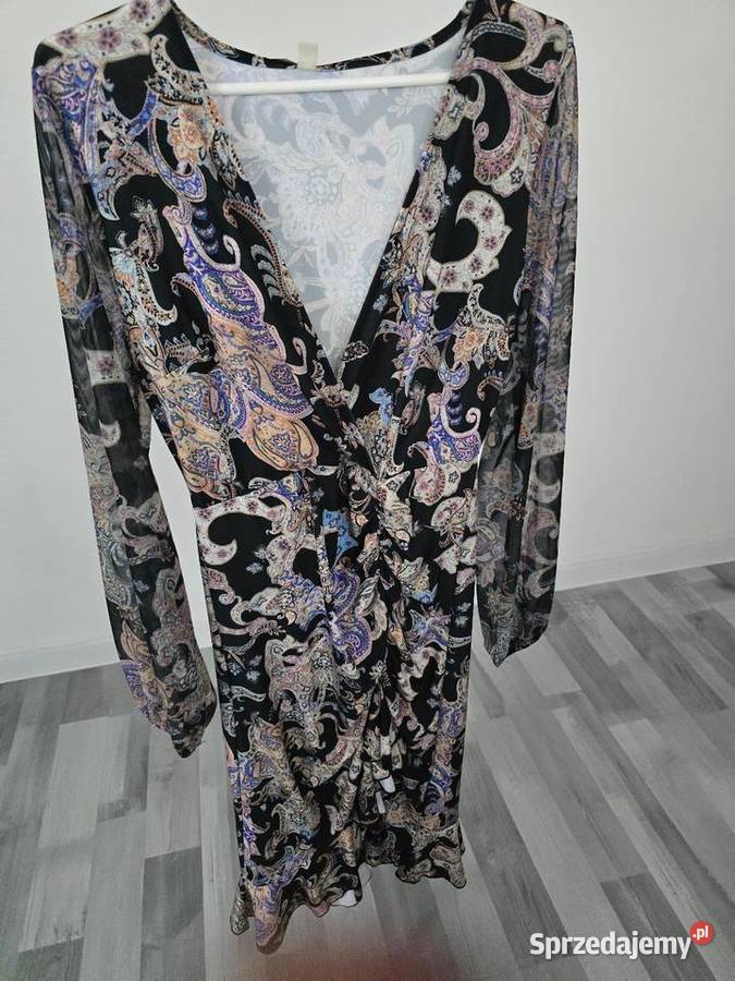 Sukienka kolorowy print Siateczkowe Rękawy kolorowy