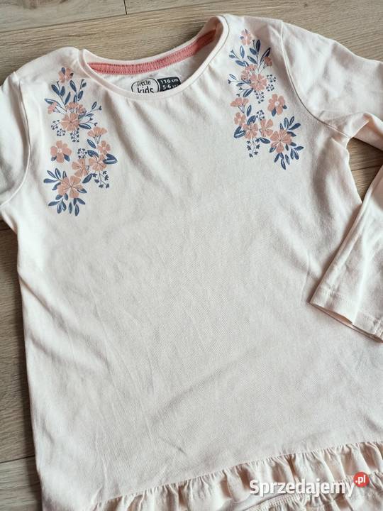 Bluzka koszulka dziewczęca na długi rękaw ecru Płock