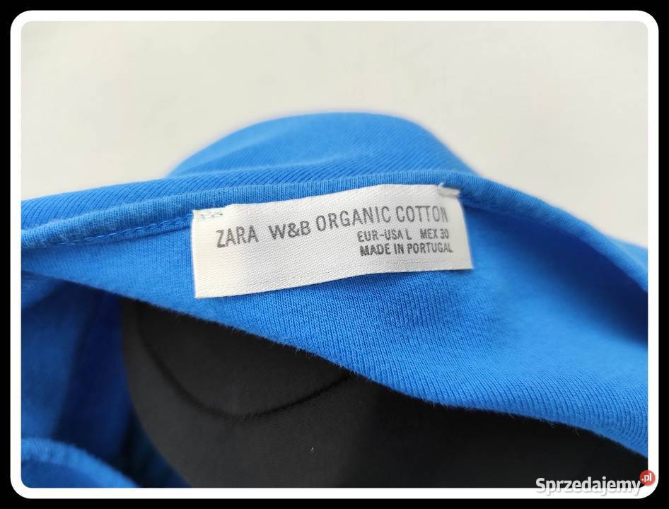 Damska bluzka ZARA organic cotton rozmiar 40 L niebieski Płock