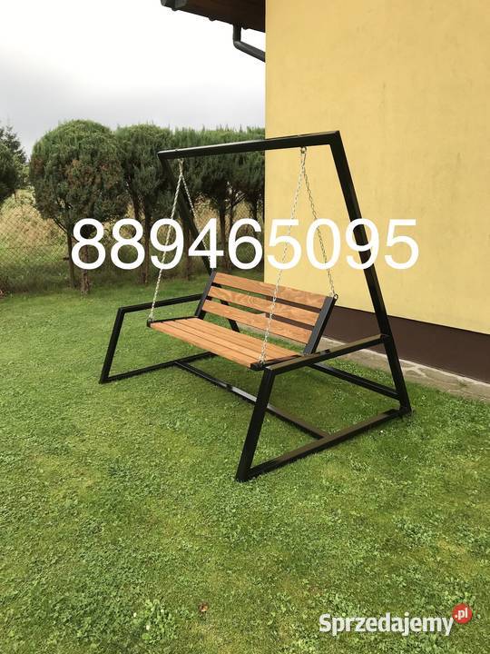 Huśtawka ogrodowa z daszkiem loft metalowa Architektura ogrodowa