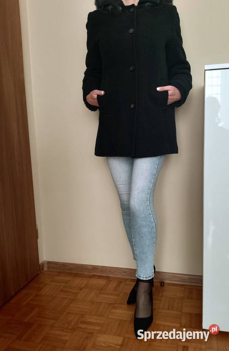 ELEGANCKA kurtka płaszczyk damski flausz czarny podlaskie Łapy