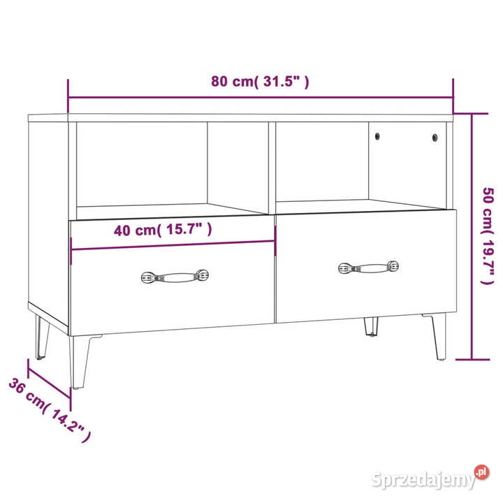 Szafka pod TV biała wysoki połysk 80x36x50 Warszawa