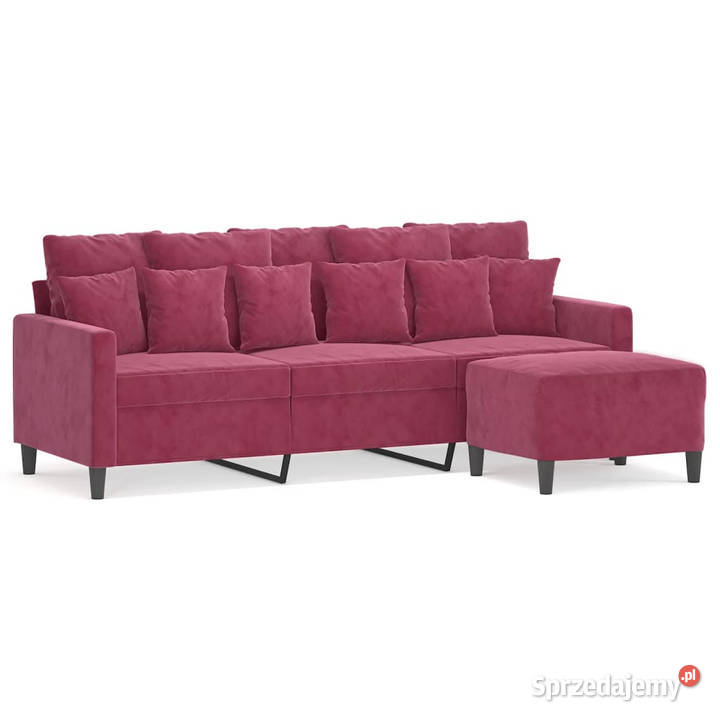3osobowa sofa z podnóżkiem winna czerwień 180