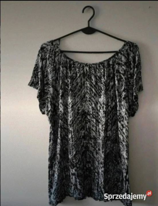 Bluzka wzór jodełkowy krótki rękaw klasyczna