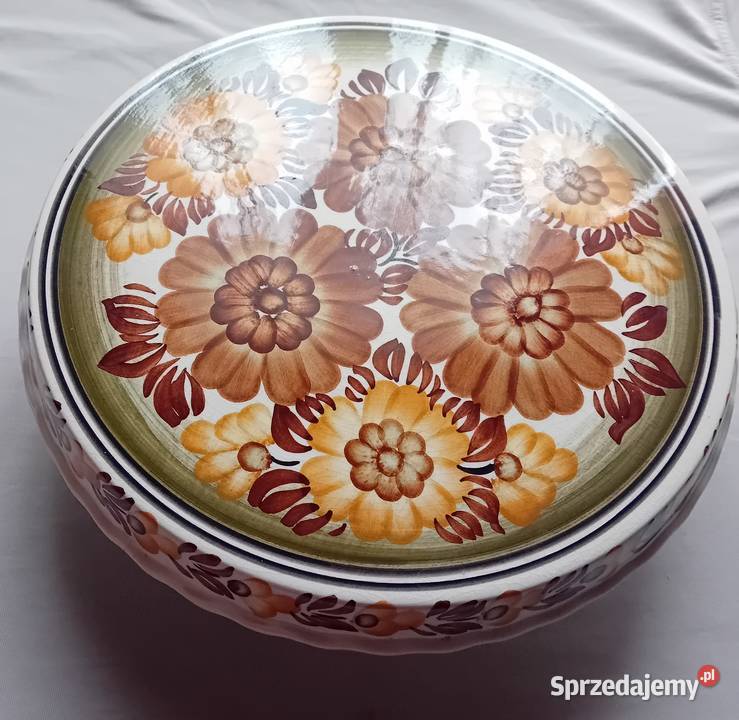 Ręcznie malowana fajansowa patera na stopie ZF