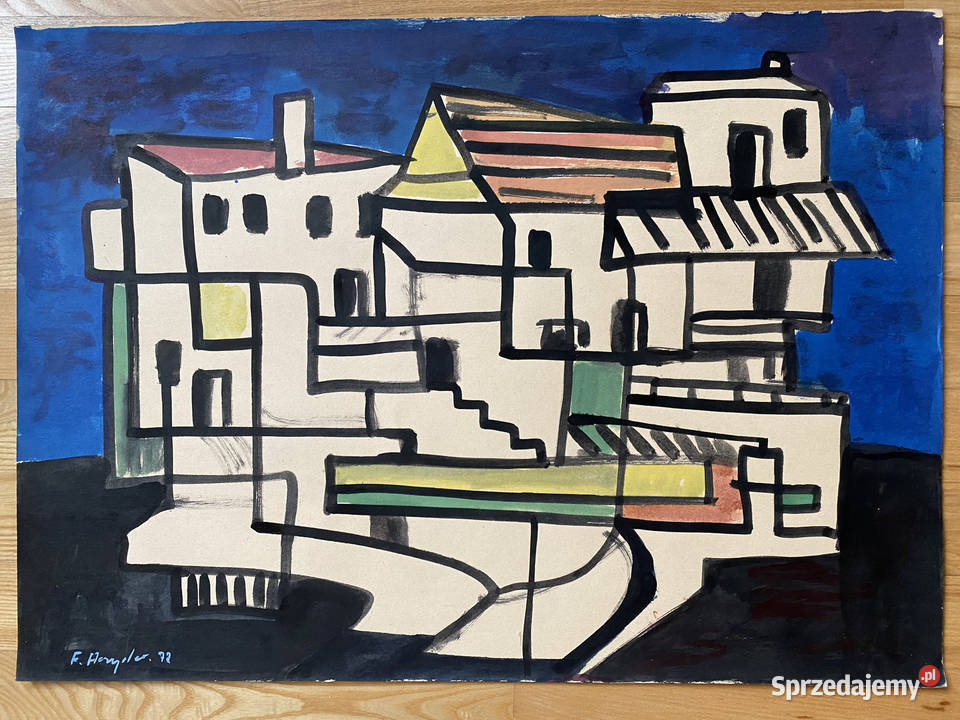 Fryderyk Antoni Hayder1972 50x70 gwasz kubizm Warszawa