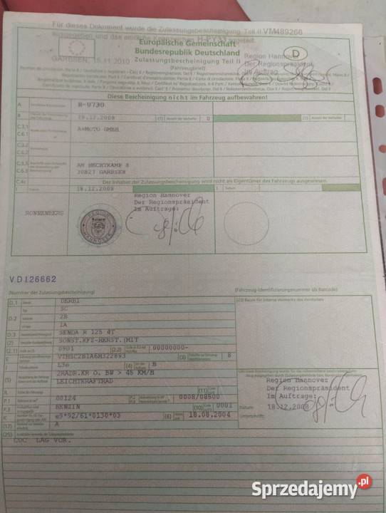 rama z papierami derbi senda 125 Gniew