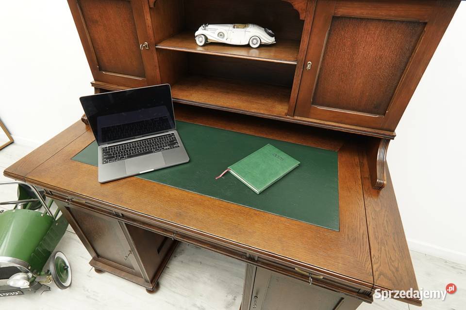 Zabytkowe secesyjne biurko z nadstawką renowacji wielkopolskie Jerka