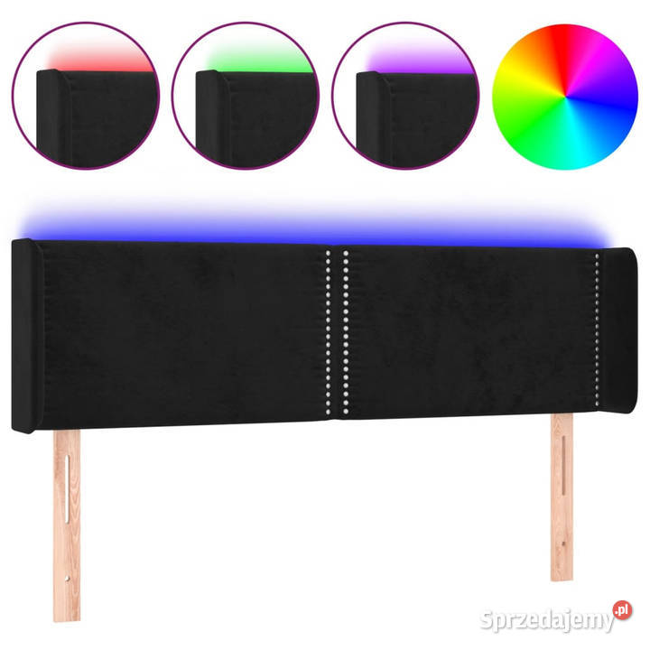 Zagłówek do łóżka z LED czarny 147x16x7888 Warszawa