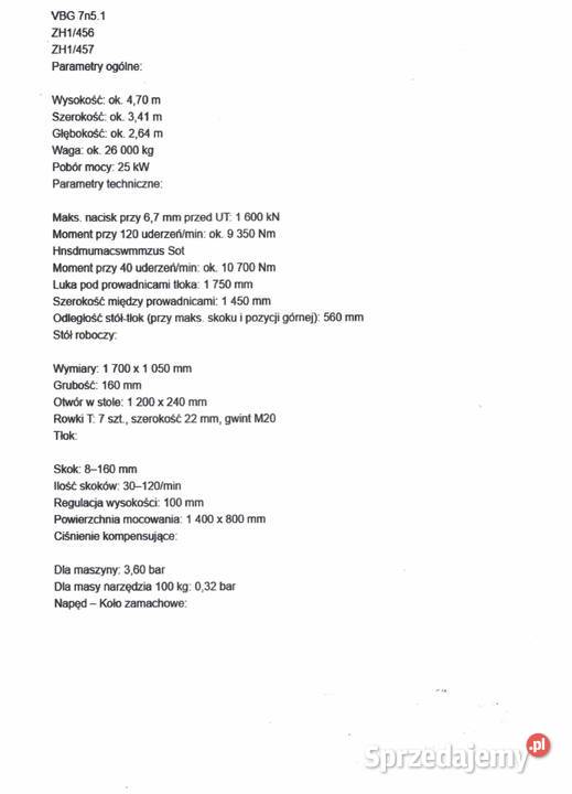 Prasa MULLER model PZEWL 160x1750 Toruń sprzedam