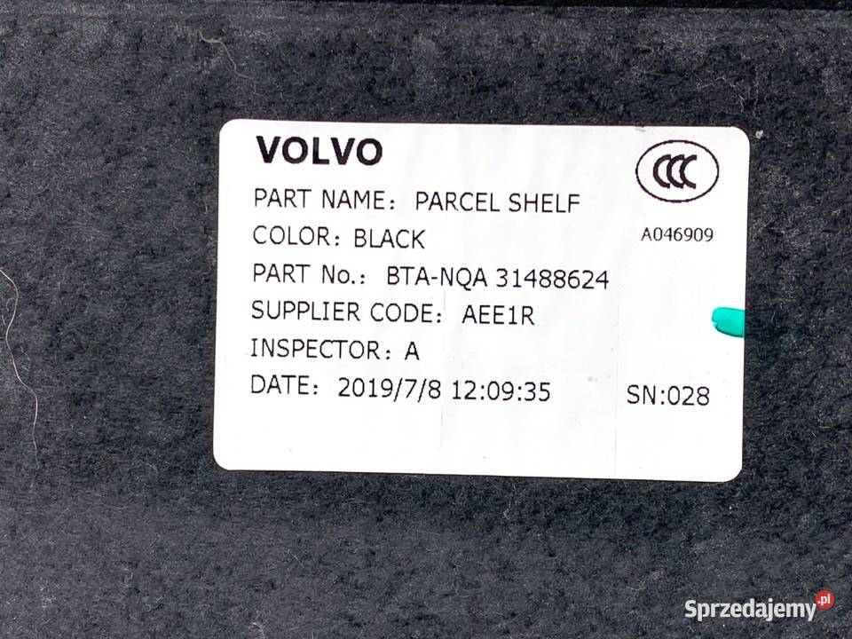 PÓŁKA TYŁ VOLVO S90 II 31488624 SedanLimuzyna sprzedam