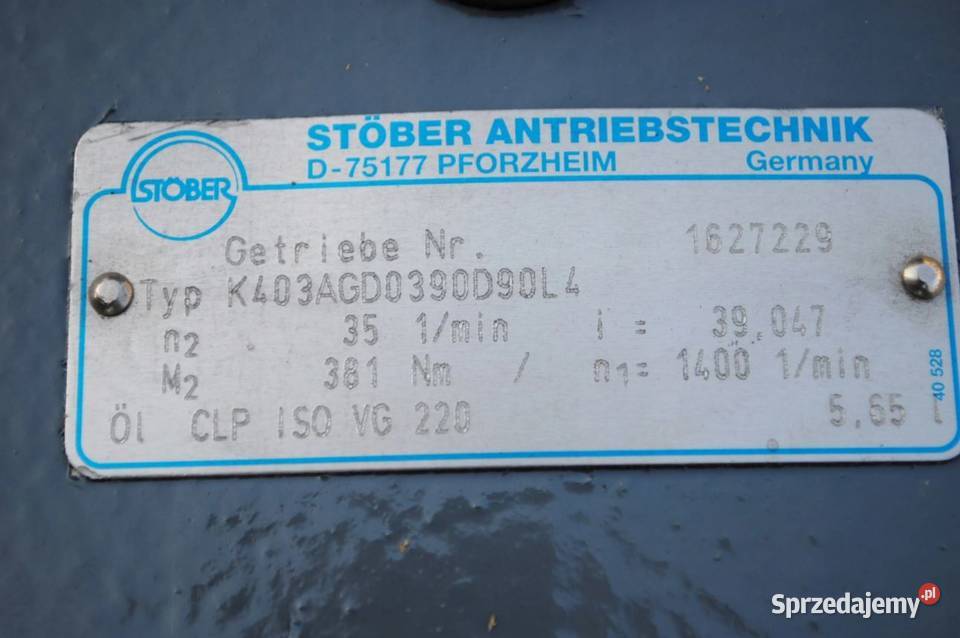 Motoreduktor kątowy 15kw 1938obrmin FALOWNIK Pozostałe