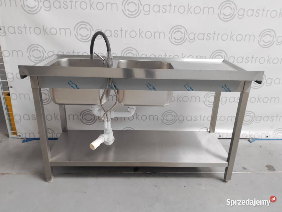 Stół z 2 zlewami i półką 140x60x85 Wrocław