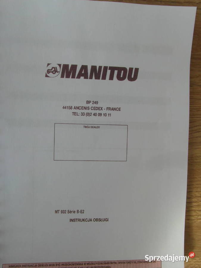 dtr instrukcja obsługi manitou mt 932 be2 i inne Szczecin