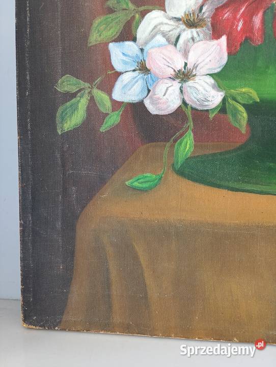 Obraz olejny kwiaty w wazonie styl old money Warszawa