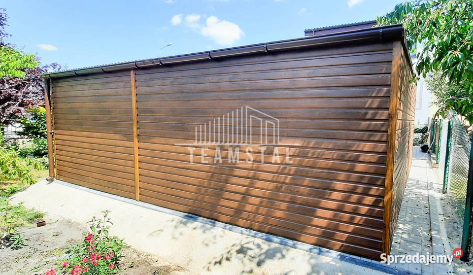GARAŻ BLASZANY 6m x 6m poziom spad tył 2x Brama warmińsko-mazurskie Mrągowo