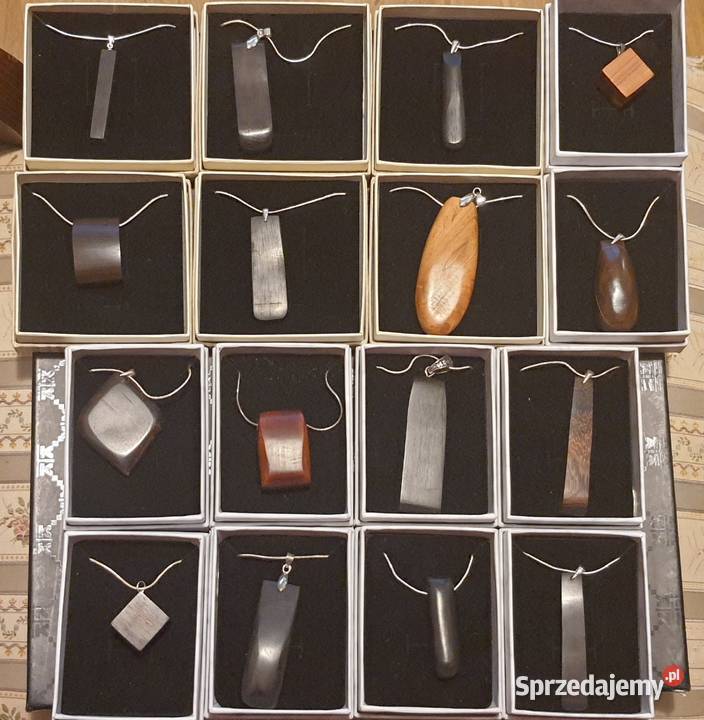 Biżuteria artystyczna naszyjnik z drewna i skóry Sopot sprzedam