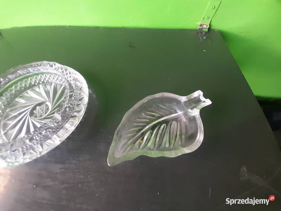 Popielniczki z papierośnicą kryształowe z PRL Oleśnica