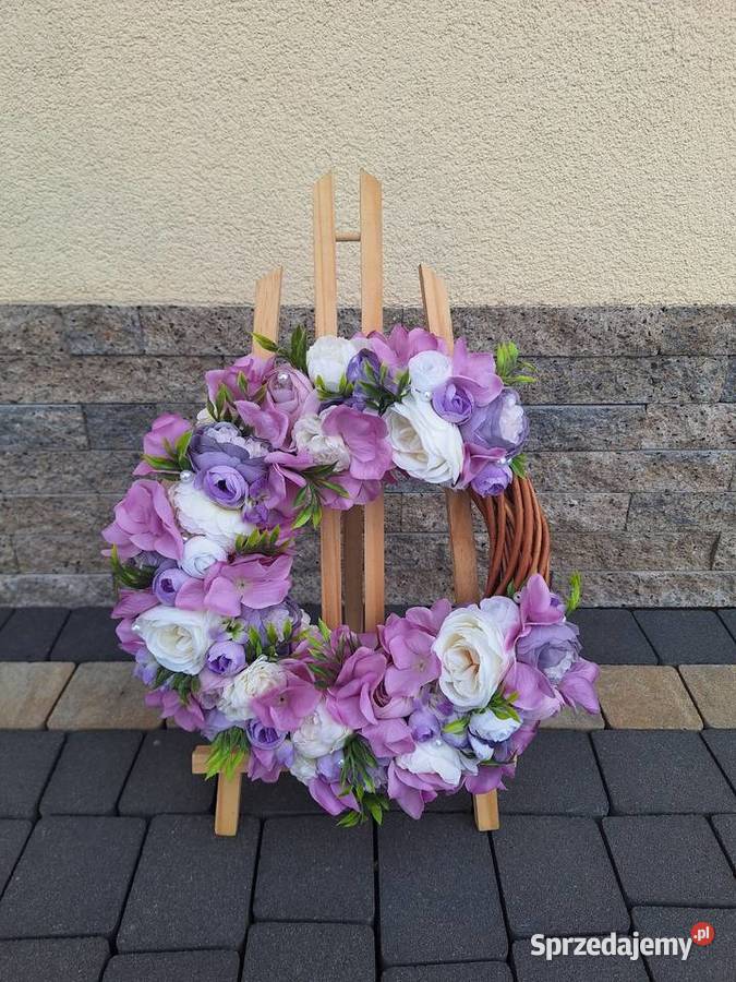 Wianek na drzwi całoroczny fiolet krem Dom i Ogród Dębica