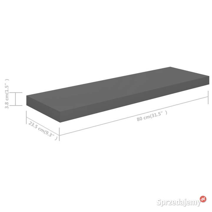 Półki ścienne 4 wysoki połysk szare 80x235x38 Warszawa