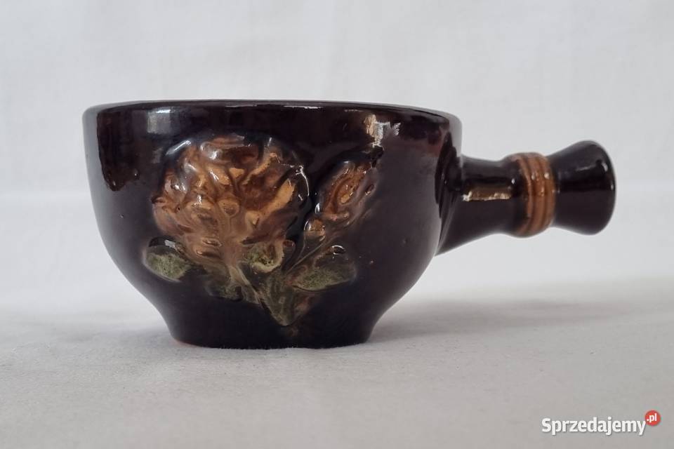 Małe ceramiczne ozdobne naczynie z rączką PRL Warszawa