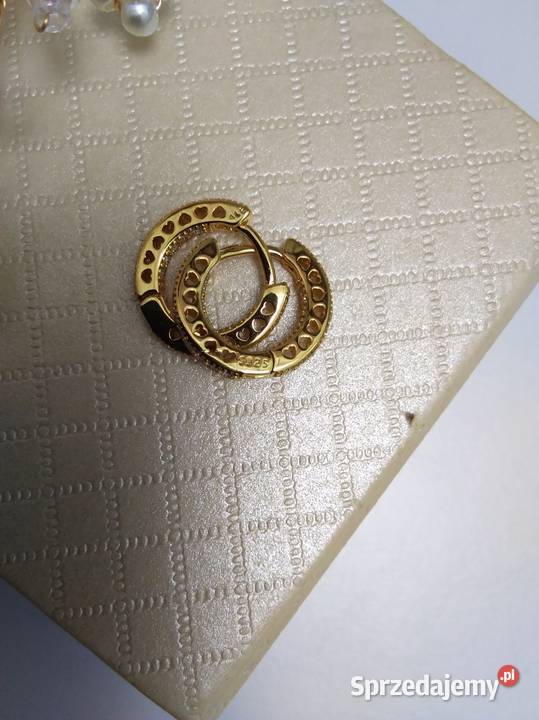 Złote kolczyki Pandora srebro platerowane złotem łódzkie Zgierz