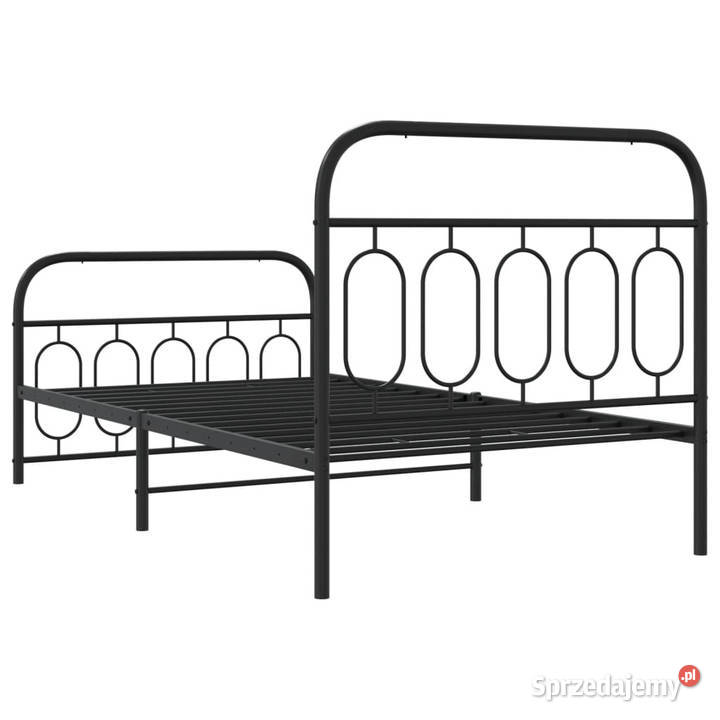 Łóżko Metalowe Czarne Rama Łóżka Ze Stelażem 112cm Meble