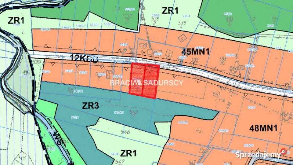 Ogłoszenie grunt 1689 metrów Myślenice 43.5m