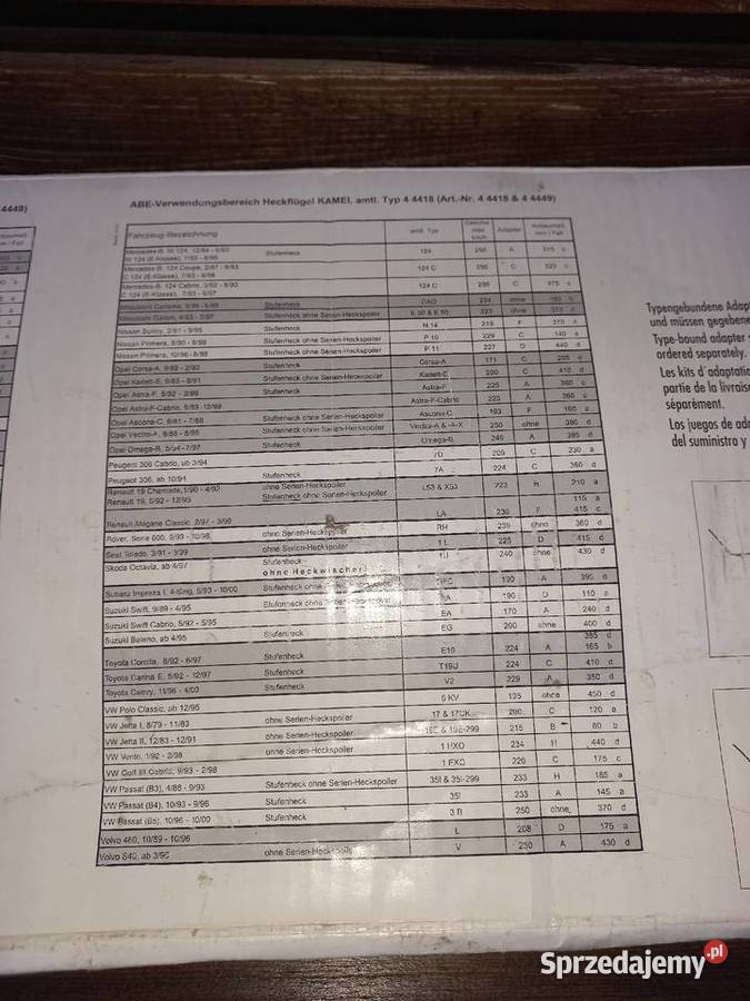 Spoiler Lotka Kamei 444118 Mercedes w201 124 Pozostałe Czarne Błoto sprzedam