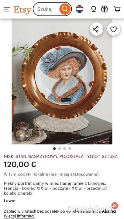 LIMOGES Monreau Secesyjny portret damy z epoki Pabianice sprzedam