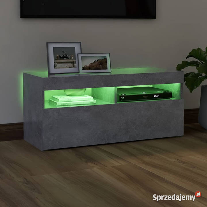 Szafka pod TV z oświetleniem LED szarość betonu