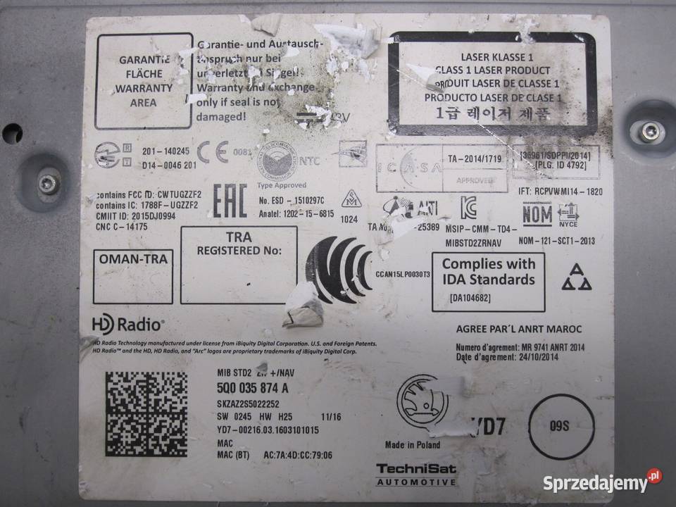 SKODA OCTAVIA SUPERB III FABIA czytnik nawigacji Kielce