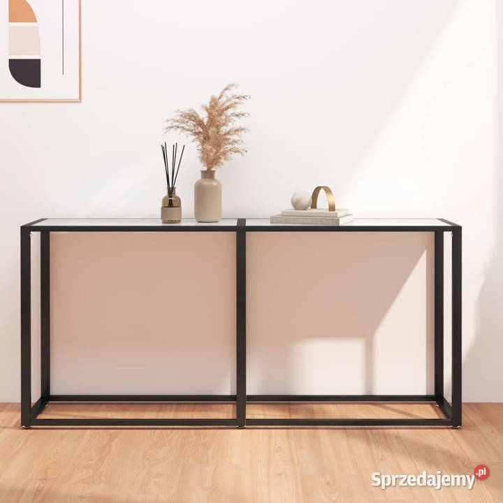 Konsola biały marmur 160x35x755 szkło hartowane Warszawa sprzedam