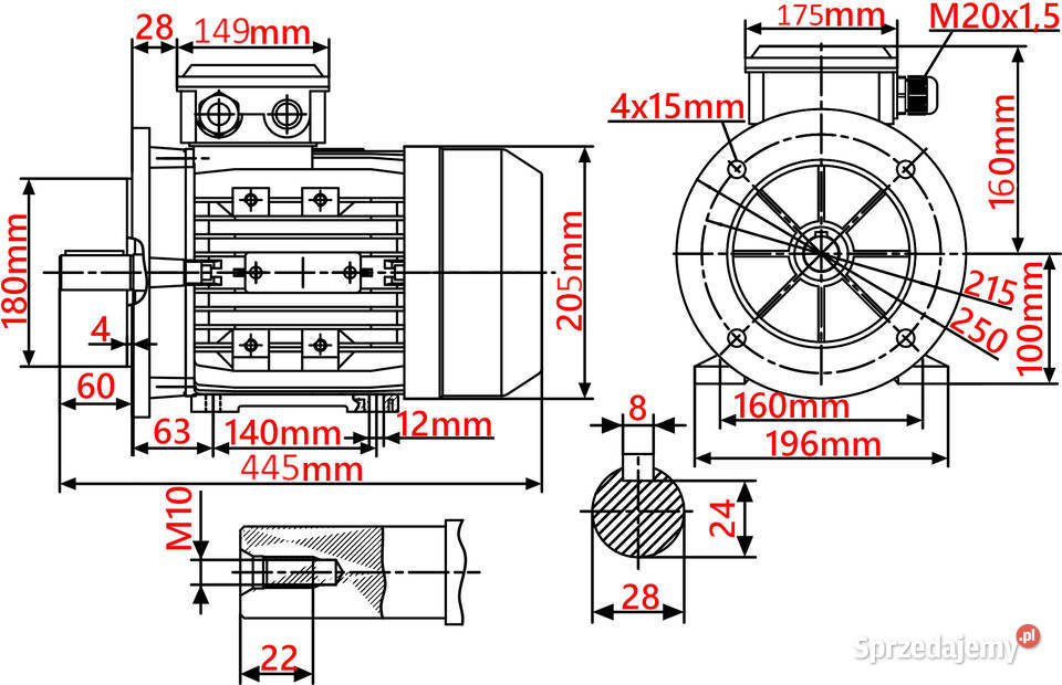 SILNIK ELEKT 22kW 230V 1440obr 1Fazowy Solec Kujawski
