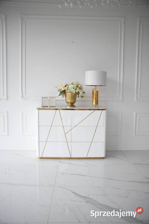 Komoda biało złota glamour z szufladami do Warszawa
