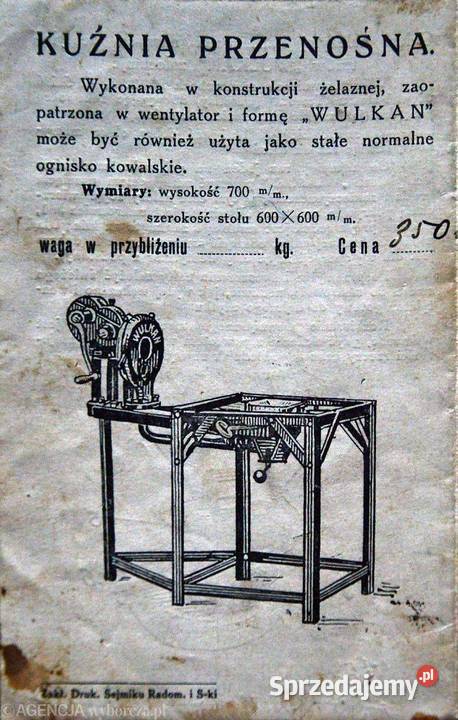 Kuźnia kowalska polowa WULKAN Zabytkowa śląskie Dąbrowa Górnicza