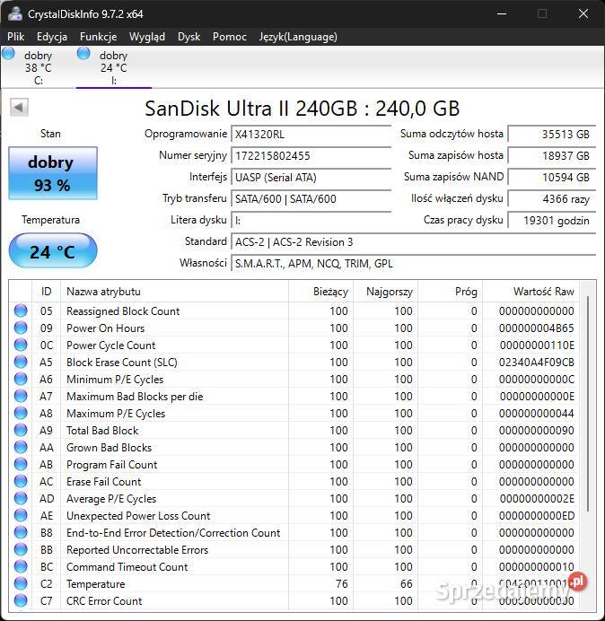 Dysk SSD Sandisk Ultra II 240GB Łódź sprzedam