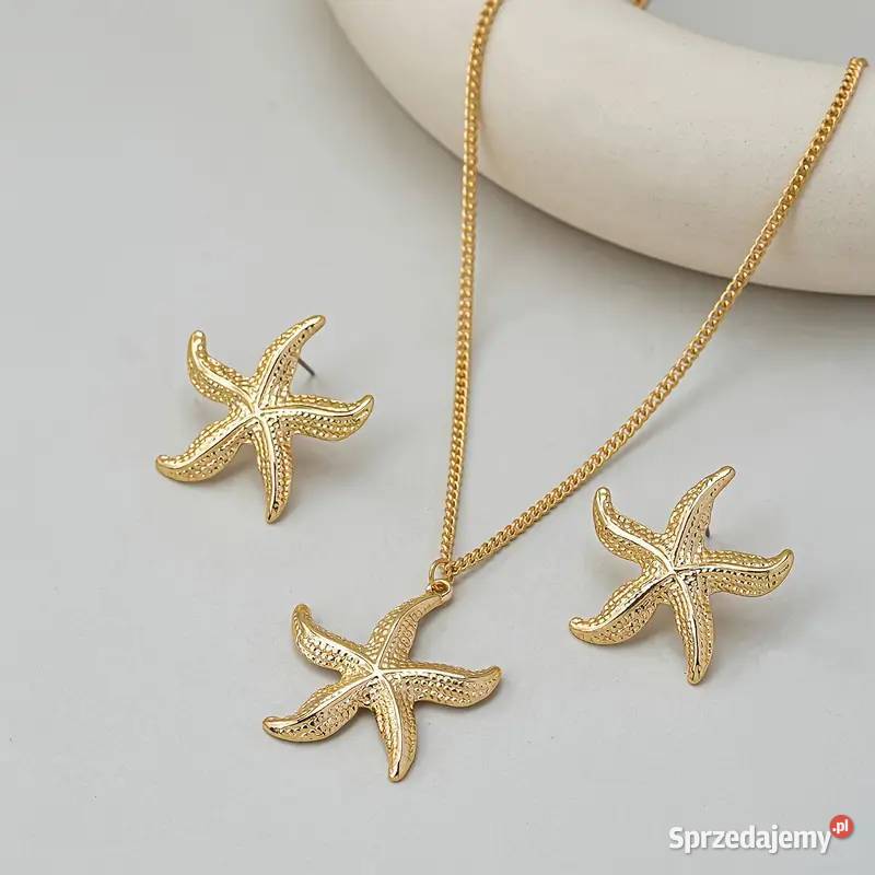 Komplet Biżuterii Z Motywem Rozgwiazdy Złoty AS Płock
