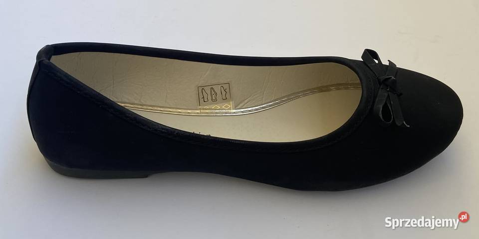 Czarne gładkie baleriny z kokardą rozmiar 37 mazowieckie Żyrardów