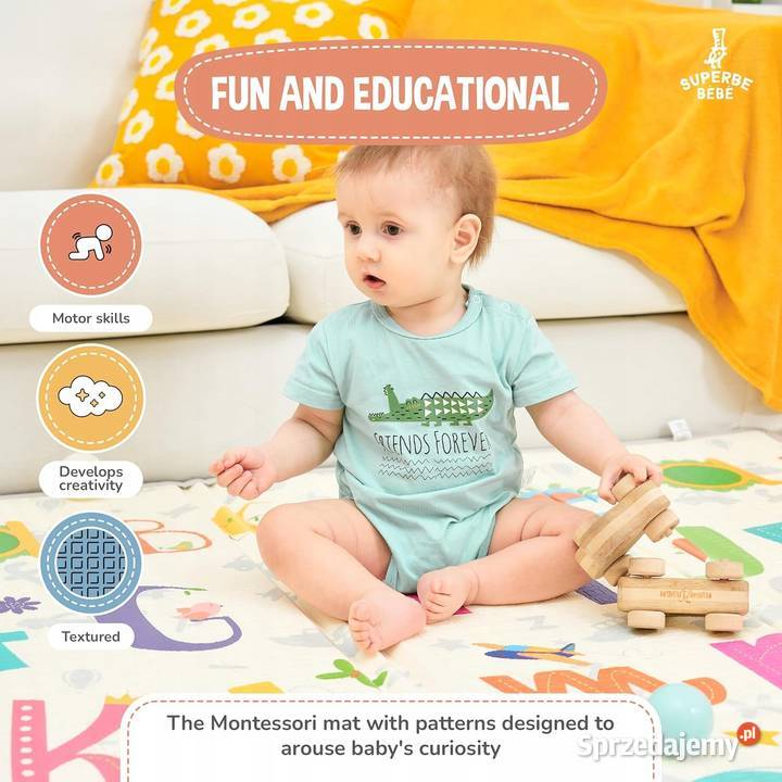 Mata piankowa do zabawy niemowląt 150x180 Myszyniec