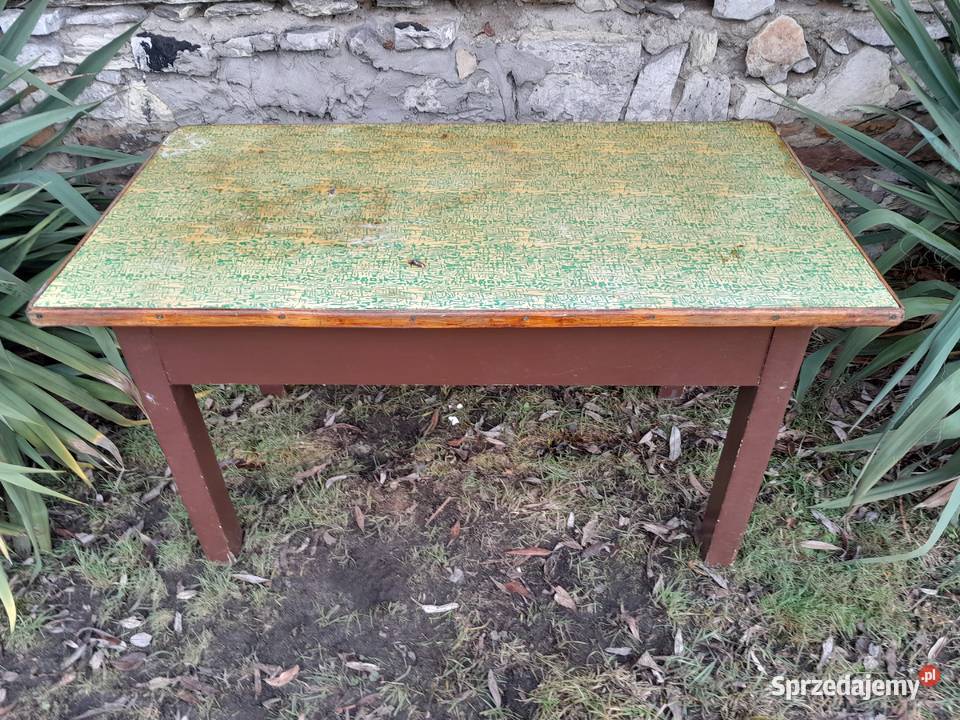 Stary drewniany stół stolik ława zabytek PRL Dąbrowa Górnicza sprzedam