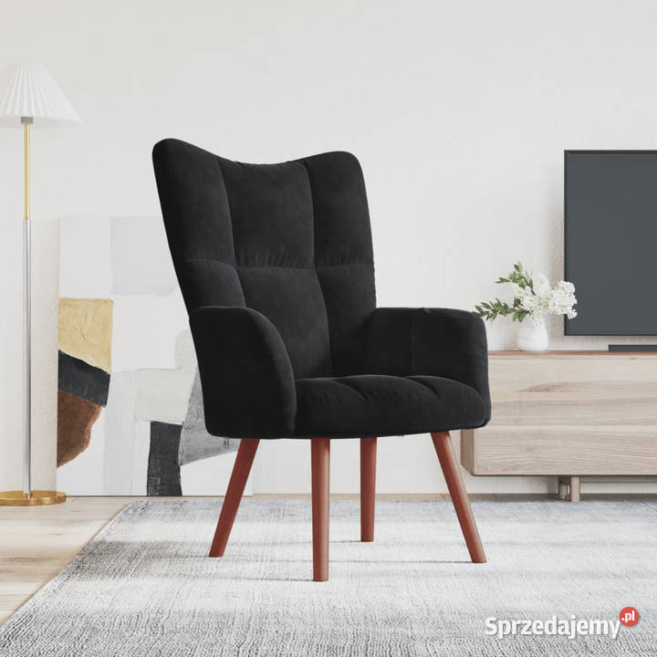 Fotel czarny obity aksamitem WM328057 Warszawa