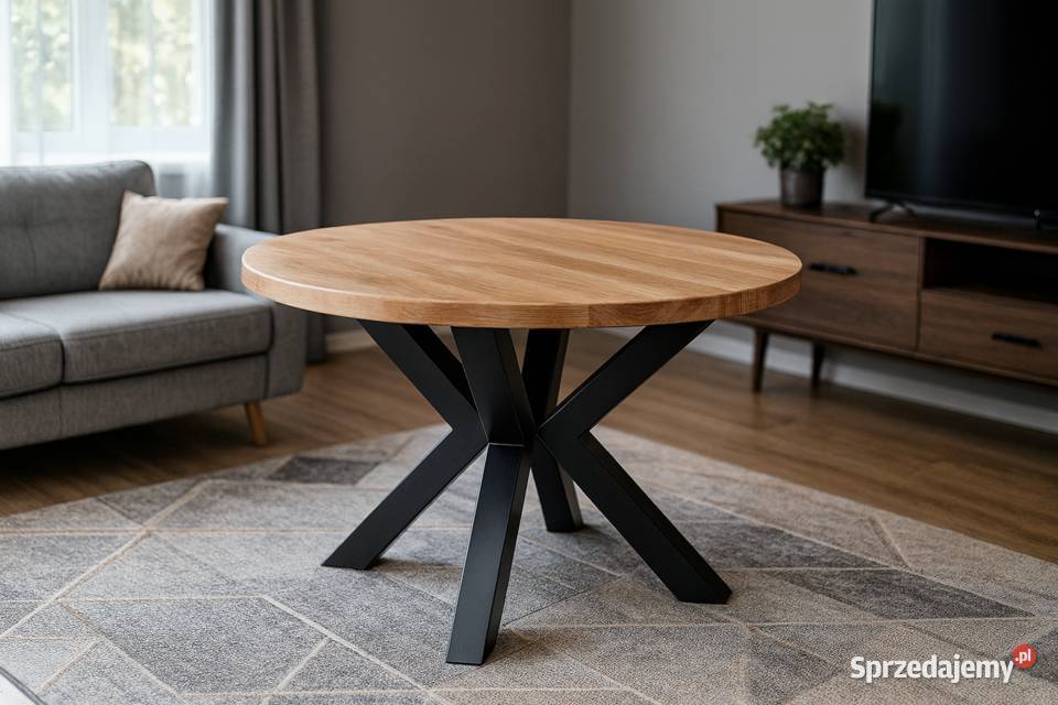 Stół PAJĄK Dębowy Okrągły LOFT Lite Drewno Różne 77cm Wrocław