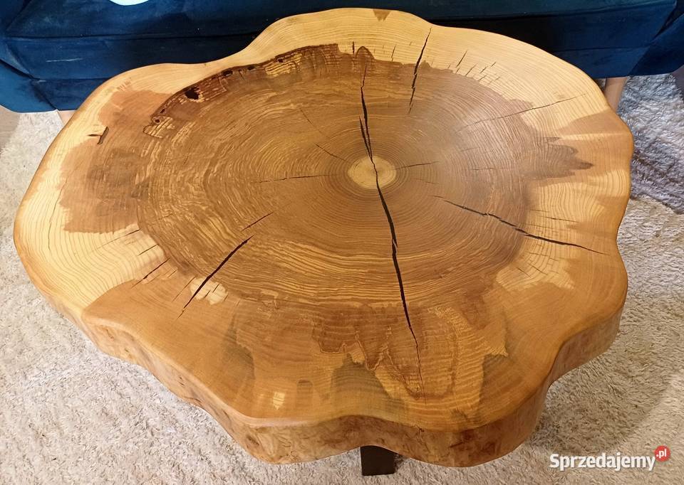 Stolik kawowy 88x78 PIĘKNY OKAZ LIVE EDGE wielkopolskie Śrem